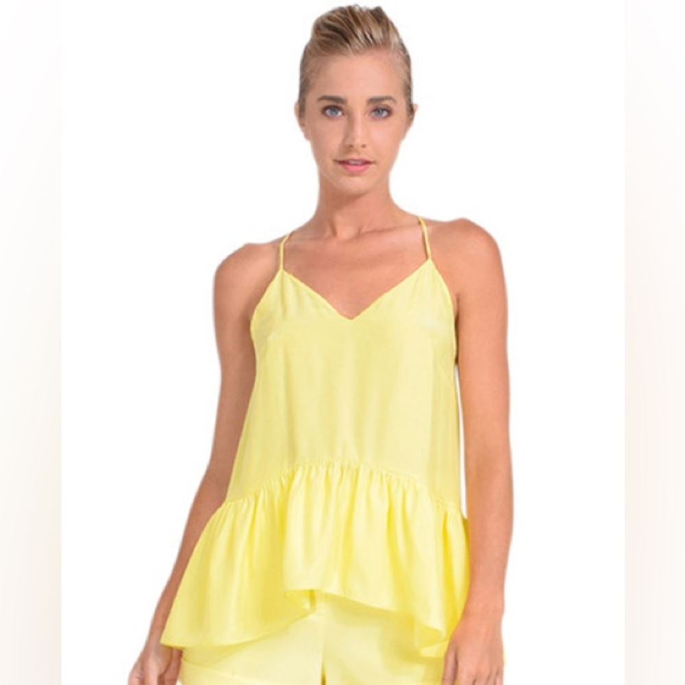 Cinq á Sept S Silk Janet Ruffle Hem Top